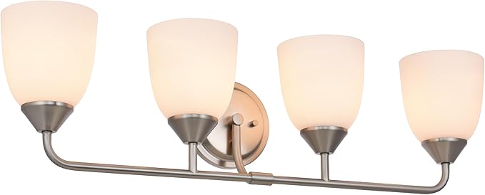 4-Light Traditional Bathroom Vanity Light Fixtures Over Mirror, Modern Vanity Lights for Living Room, Standard E26 Base, Brushed Nickel