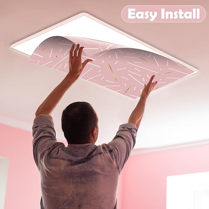 8Pcs Fluorescent Light Covers for Classroom Ceiling Lights,4 x 2 Feet Inspirational Sayings Magnetic Light Cover for Office Hospitals Home Drop Ceiling Windows Decorations (Geometric)