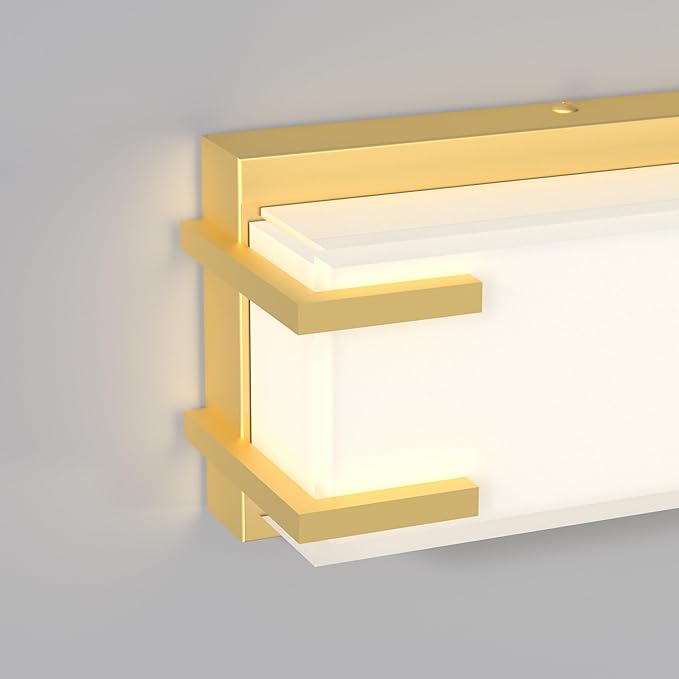 LED Bathroom Light Fixtures Over Mirror 32” Vanity Light with Milky White Lampshade 4000K Daylight Bath Bar (Gold)