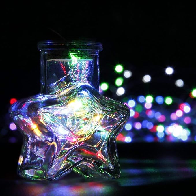 8 Pack LED Fairy Lights Battery Operated 20FT 60 LEDs Silver Wire String Lights Twinkle Lights Starry Fairy Lights for Bedroom Christmas Wedding Party Indoor Outdoor Decorations, Multicolor