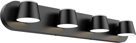 URSOLA 4 Light Bathroom Vanity Light, LED Black Wall Light Fixtures, Up and Down Rotatable Dimmable, 27 inch Bathroom Lighting Fixtures Over Mirror