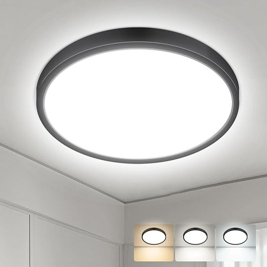 hepside 15.8INCH Big Dimmable Flush Mount Ceiling Light Fixture Black, 3CCT 3000/4500/6000K Ceiling Lamp, 36W 3600LM Super Bright Low Profile Light for Bedroom, Kitchen, Bathroom, Hallway