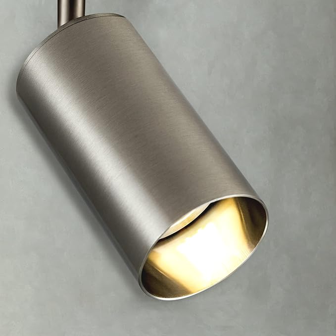 Track Lighting Ceiling Spotlight, 2-Light Satin Nickel Ceiling Light Fixture, Gu10 Spotlights Indoor Angle Adjustment Modern Wall Lamp for Living Room, Gallery, Cabinet, Hallway