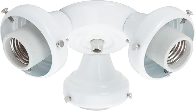 Hunter Three Light White Fitter for Ceiling Fan - Ceiling Fan Light Kit Base & Replacement, Compatible Casablanca - 99135, White