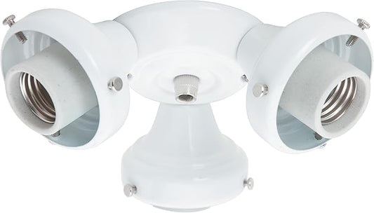 Hunter Three Light White Fitter for Ceiling Fan - Ceiling Fan Light Kit Base & Replacement, Compatible Casablanca - 99135, White