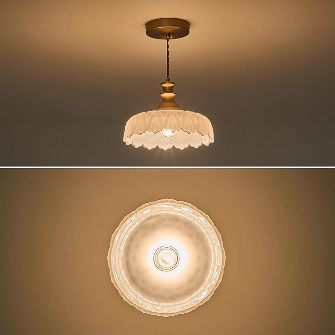 HDDFL Vintage Pendant Lights Fixture Modern Pendant Lighting Fixtures Hanging Lamp for Kitchen Island Bedroom Living Room Hallway White and Brass