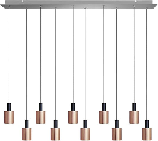 Virgo 10 Mini Pendant Lighting Black-Copper - LED Hanging Light Fixture for Kitchen Island, Bar, Foyer - Cluster Pendants - Dimmable, Adjustable Wire, Lamp Bulb Included