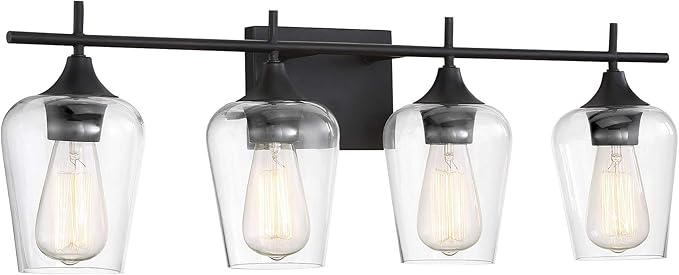 Savoy Essentials 8-4030-4-13 Octave Bohemian Clear Glass Bathroom Vanity Wall Light, 4-Light 240 Total Watts, 10" H x 29" W, English Bronze