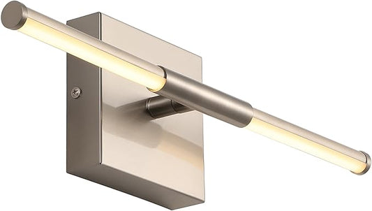 JONATHAN Y 16.25" Nickel Modern Dimmable Integrated LED Wall Sconce, Minimalist Adjustable Metal Vanity Light for Bathroom Mirror, Bedroom, Hallway, 3000K, ETL Listed (JYL7039E)