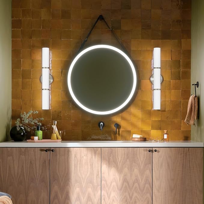 Kichler Rosh 24.25" LED Bathroom Vanity Light Fixture with White Glass in Brushed Nickel, Modern Minimalist Bath Bar for Mirror Lighting (24.25" W x 5" H), 55188NILED