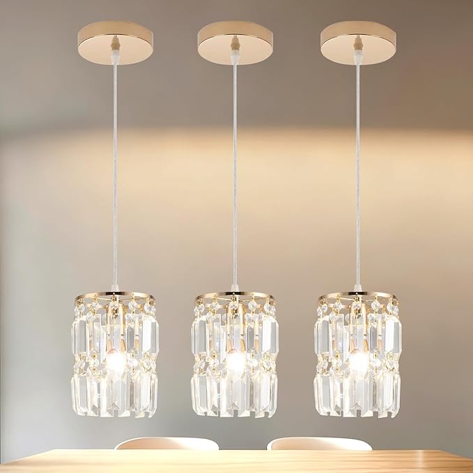 Rose Gold Pendant Lighting Modern Pendant Light, Mini Island Lights for Kitchen, Adjustable Pendant Lights for Kitchen Island Dinning Room Bedroom (3 Pack)