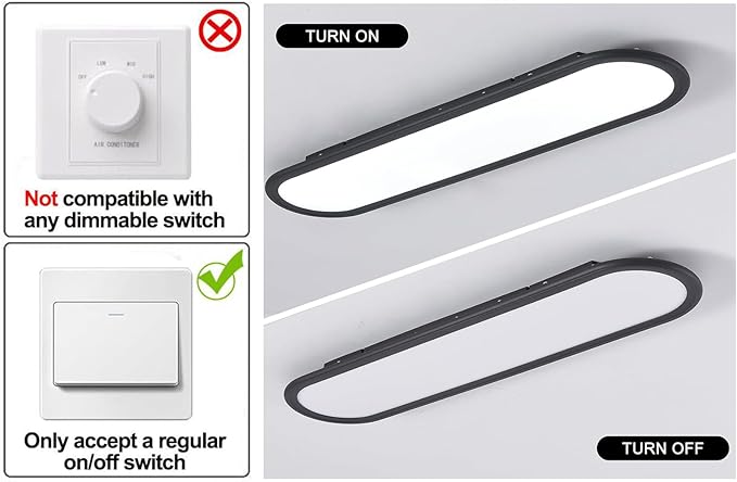 Ganeed Modern Linear Ceiling Lights, 36W LED High Brightness Long Ceiling Lamp, 27.6 Inch Ultra Thin Low Profile Light Fixture for Bedroom Kitchen Closet Hallway, Black/Cool White 6000K