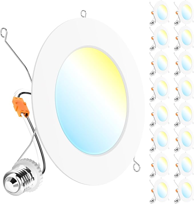 Sunco 16 Pack 5CCT LED Recessed Lighting 6 Inch, 1200 LM High Brightness, Ultra Thin Flat Can Lights, 2700K/3000K/4000K/5000K/6000K Selectable, Dimmable, 15W, Retrofit Installation - UL Listed