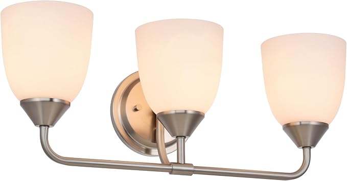 3-Light Traditional Bathroom Vanity Light Fixtures Over Mirror, Modern Vanity Lights for Living Room, Standard E26 Base, Brushed Nickel