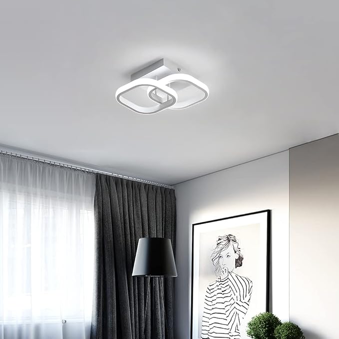 Hallway Light Square LED Ceiling Lights 9 Inch Small White Acrylic Modern Ceiling Light for Bedroom Bathroom Kitchen Balcony Corridor Stair Aisle(Cool White)