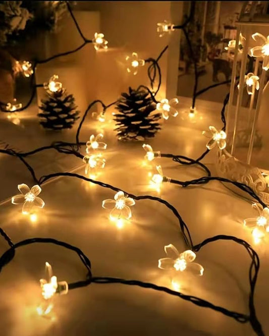 USB Plug in 33ft 100 LED Fairy Flower Lights Strin Indoor Outdoor Decor | Warm White Decorative Floral Lamp Indoor Outdoor Decorations For Bedroom, Christmas, Valientine'S Day, Easter Or Birthday