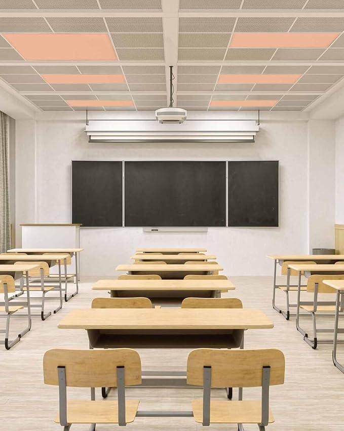 Magnetic Light Cover for Classroom Drop Ceiling,2 Pack 4x2 Ft Fluorescent Light Covers for Office Home Ceiling Light Peach Coral Solid Color Lampshade