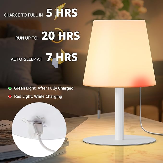 uuffoo Shower Lamp Waterproof 8 Colors, Shower Light Rechargeable Cordless Battery Operated, LED Outdoor Table Lamps Dimmable Portable for Indoor Outdoor Bathroom Home Patio (White)