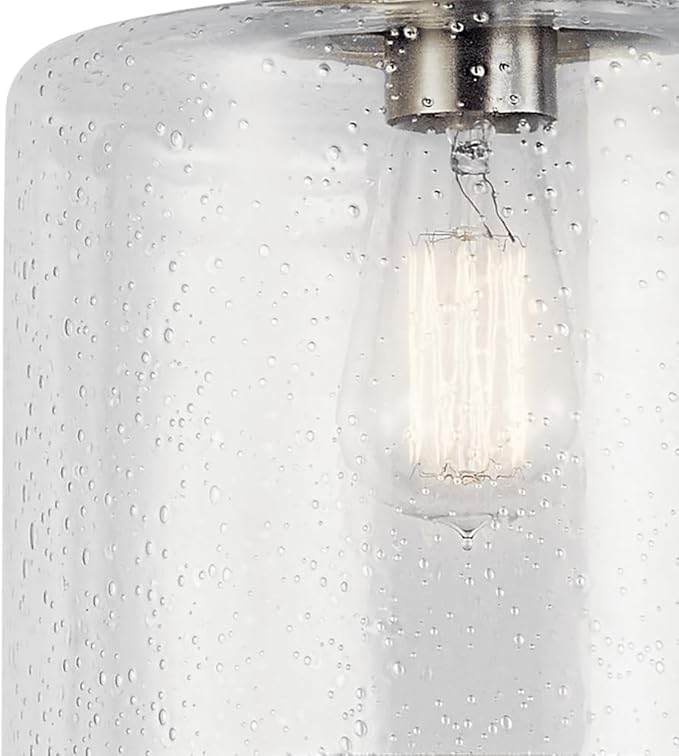 Kichler Winslow 8.5" Semi Flush Mount Light in Brushed Nickel, 1-Light Foyer or Bedroom Light with Clear Seeded Glass, (8.5" W x 10.5" H), 44033NI