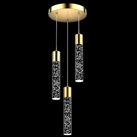 Pendant Lights Kitchen Island, Modern Kitchen Island Lights, Ceiling Lighting Fixtures with Crystal Bubble, Integrated LED Hanging Light Goid 1 Pack(3-Light)