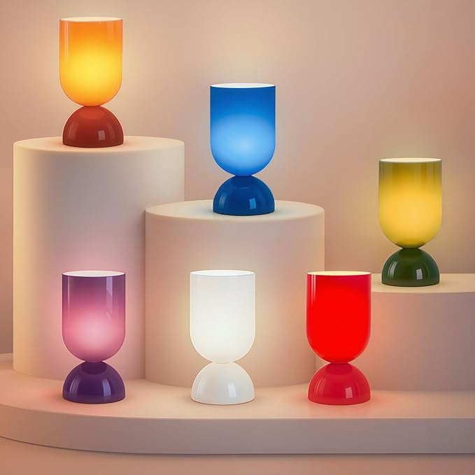 8.9" Modern Glass Table Lamp for Living Room, Dimmable Desk Lamps for Bedroom, UL Listed Nightstand Lamp with Dome Base, End Table Lamps for Home, Side Tables, College Dorm, Office, Glossy White