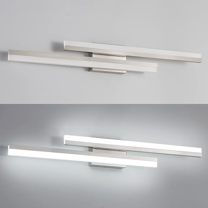 PRESDE 32inch LED Vanity Light Brushed Nickel Bathroom Light Fixtures Over Mirror Modern Bath Wall Lighting Bar