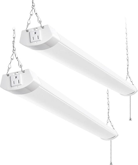 hykolity 4FT 70W LED Shop Light Linkable, 8000lm(300w Equivalent), 5000K Utility Shop Lights for Garages, Workshops, Basements, Hanging or FlushMount, with Power Cord and Pull Chain, ETL,White, 2 Pack