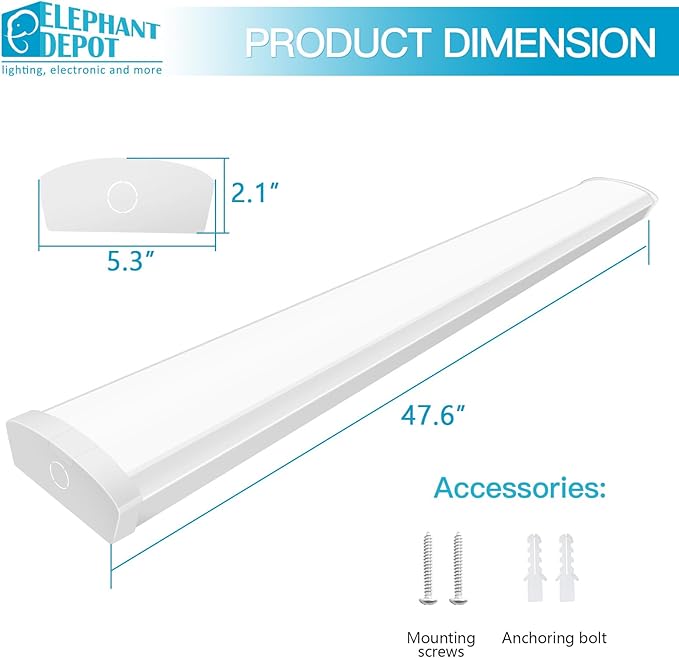 4PK 4FT LED Wraparound Light, 48 Inch Garage Ceiling Lights, 24/31/38/46W, 5500LM, 3000-6500K 5CCT, 120-277V Hardwired 4FT Led Light Fixtures for Garage, Workshop,Closet,Shop,UL(0-10 v dimming!)
