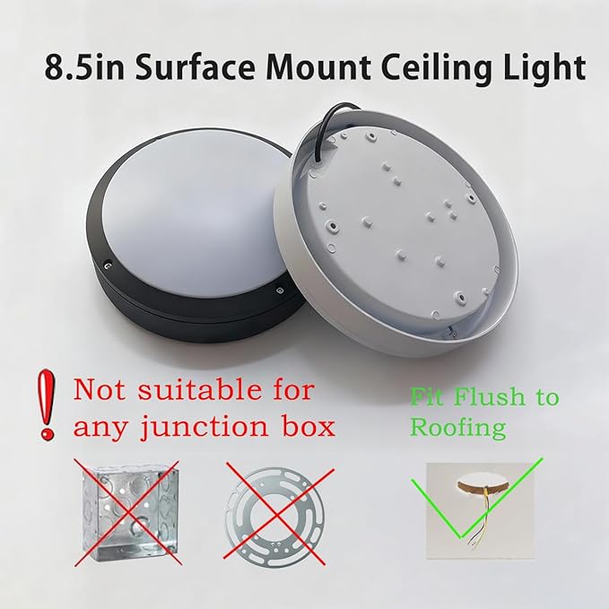 LED Flush Mount Ceiling Light,8.5Inch Outdoor Wall Lights,IP65 All Aluminum Sealed Damp,3000k,15W Round Modern Simple Porch Light, for Flat Walls or Ceilings in Wet Areas.