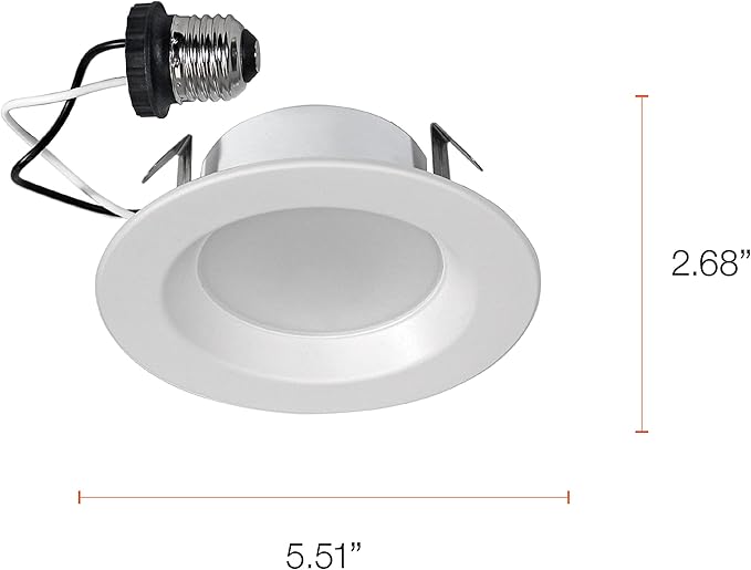 LEDVANCE Sylvania 4” LED Recessed Lighting Downlight with Integrated Trim, 8W=50W, Dimmable, 550 Lumens, White 3000K, Wet Rated/UL/Energy Star - 4 Pack (62027)