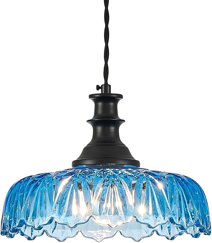 HDDFL Vintage Pendant Lights Fixture Modern Pendant Lighting Fixtures Hanging Lamp for Kitchen Island Bedroom Living Room Hallway Blue and Black