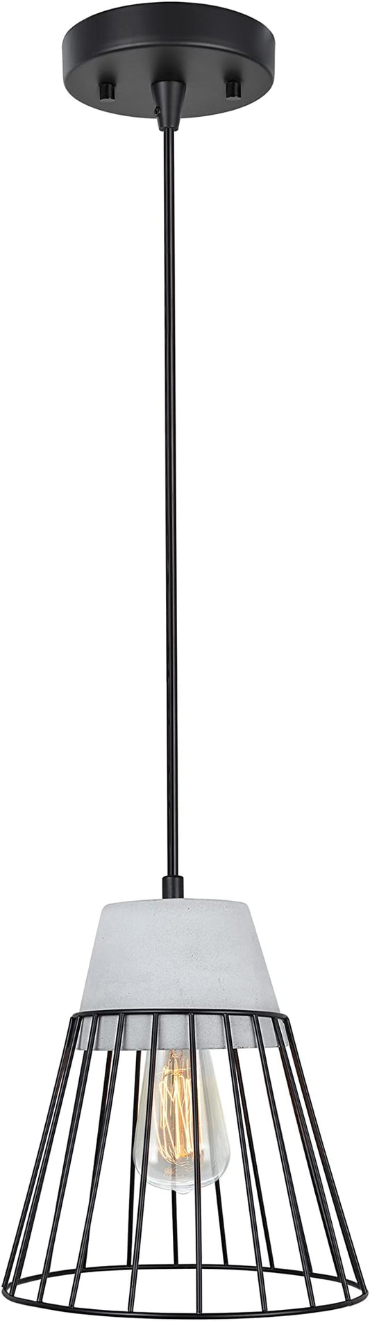 Aspen Creative 61128-11, One-Light Hanging Mini Pendant Ceiling Light, Transitional Design in Cement Finish, 7-1/2" Wide