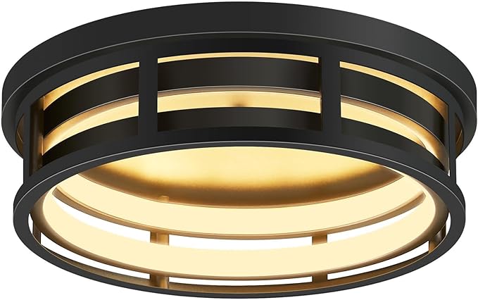 LED 13 inch Flush Mount Ceiling Light Fixture,Black Hallway Light Fixtures Ceiling,Light Fixtures Ceiling Mount for Farmhouse,Kitchen,Hall (1 Pack