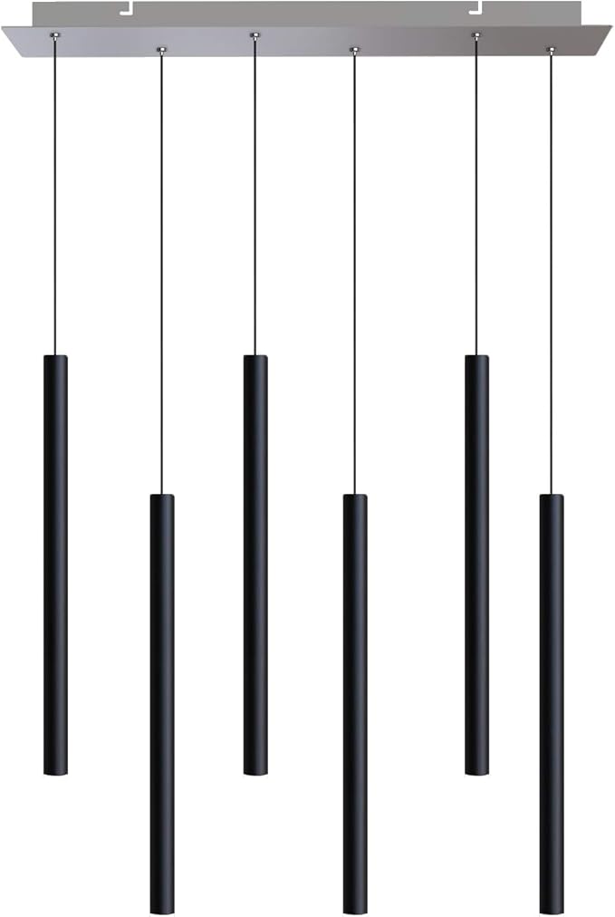 CANALIS 6 Mini Pendant Lighting Black - LED Hanging Light Fixture for Kitchen Island, Bar, Foyer - Cluster Pendants - Dimmable, Adjustable Wire, Lamp Bulb Included