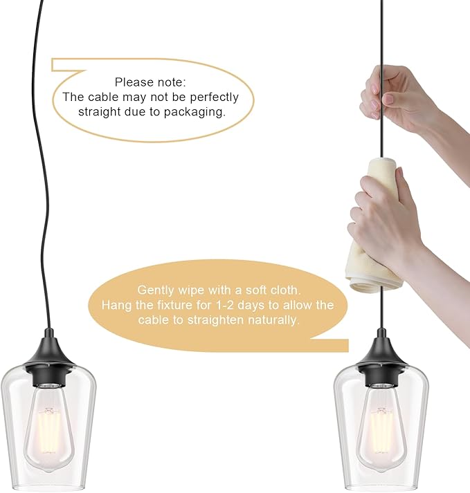 Ralbay Matte Black Industrial Pendant Light 2-Pack, Pendant Light Fixtures with Wine Clear Glass Shade, Adjustable Height for Kitchen Island, Farmhouse Dining Room Hanging Lighting Fixture