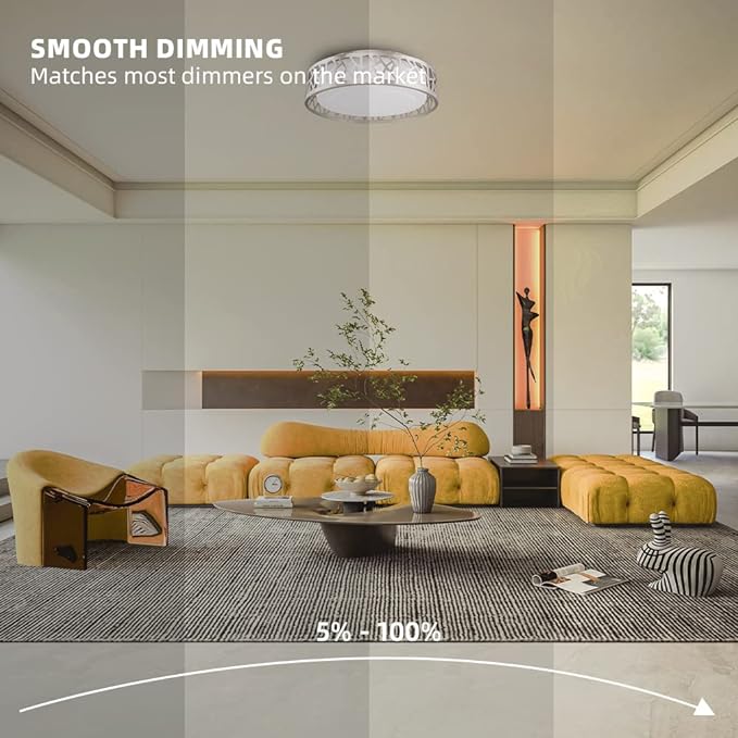 Ceiling Light Fixtures, 14 inch 20W 1400 Lumens LED Flush Mount, Dimmable 3000K Warm White, Brush Nickel Finished, ETL Listed for Kitchen, Hallway, Bedroom, Stairways