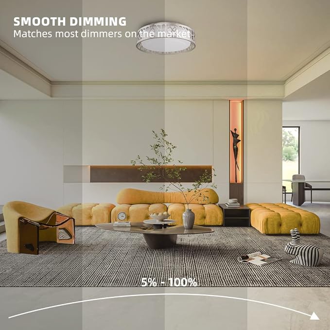 Flush Mount Ceiling Light, 12 Inch Dimmable LED Hallway Light Fixtures Ceiling, 15W 1100 Lumens 3000K Warm White, ETL Listed,Brush Nickel Fihished,Metal Body and Acrylic Lampshade