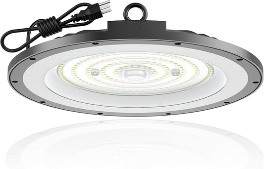 AIKVSXER LED High Bay Light UFO Shop Light 300W 45000LM 6000K Daylight Super Bright IP65 Waterproof for Warehouse Garage Barn Factory Workshop 5FT Cord with US Plug 1 Pack