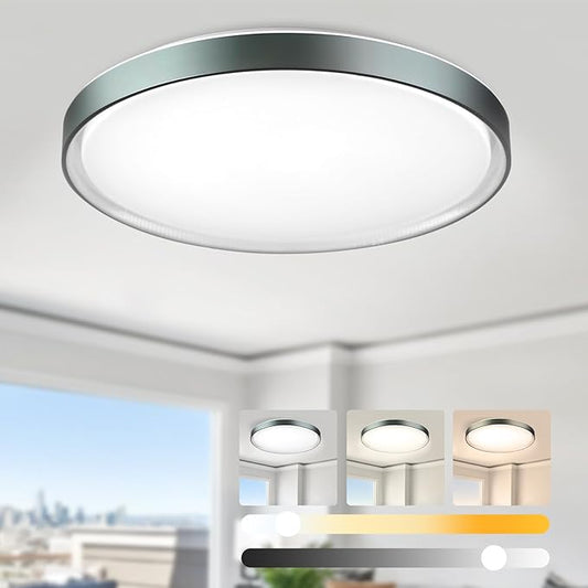 DLLT Flush Mount Ceiling Light: Close to Ceiling Light Fixtures 20 Inch 45W - Dimmable Ceiling Lamp 3000-6000K 5 Color Selectable Ceiling Mount Light for Bedroom Kitchen (Blue)