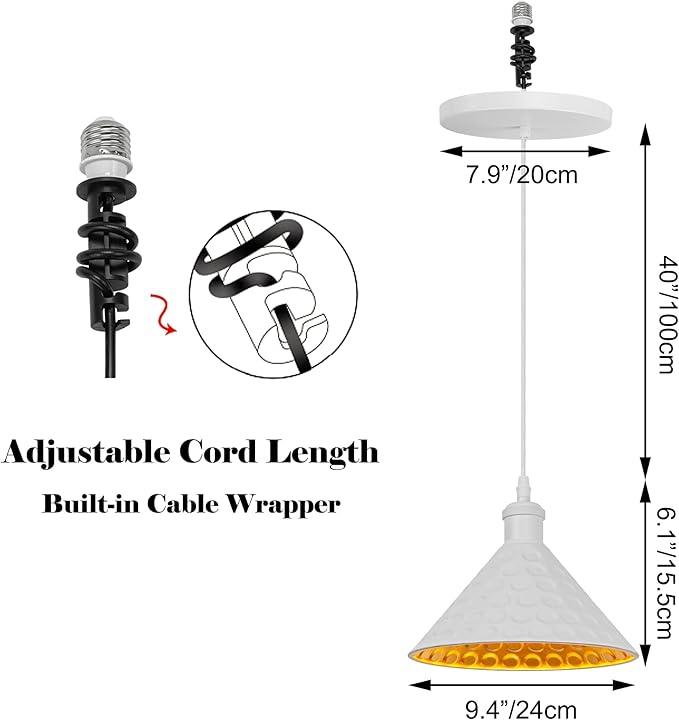 Kiven Instant Light Conversion Kit for 4/5/6inch Hole,White Farmhouse Lighting Recessed Can Light Conversion Kit to Pendant with E26 Screw-in Adapter for Kitchen Island Living TB2776
