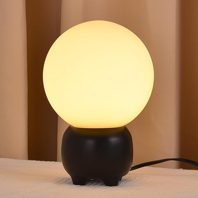 Arturesthome Cute Small Single Table Lamp for Bedroom Modern Nightstand Lamp Farmhouse Bedside Lamp for Living Room Black Table Lamp