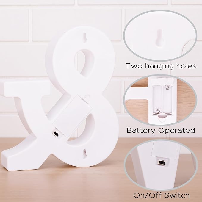 DyingSwan Small Led Marquee Letters, Light Up Letters, 8.58 Inch Led Letter Lights, Battery Powered Lighted Sign for Table, Party, Birthday, Christmas Decor (Letter &)