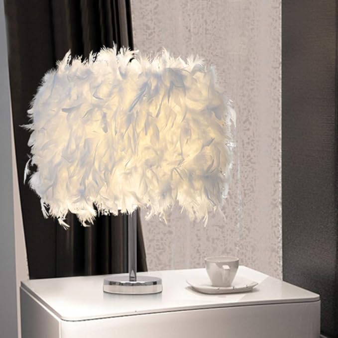 Table Lamp, Hinmay Modern Elegant Bedside Table Light Bedroom Desk Night Light Lampshade for Living Room Wedding Room Reading Sitting Room Decorations