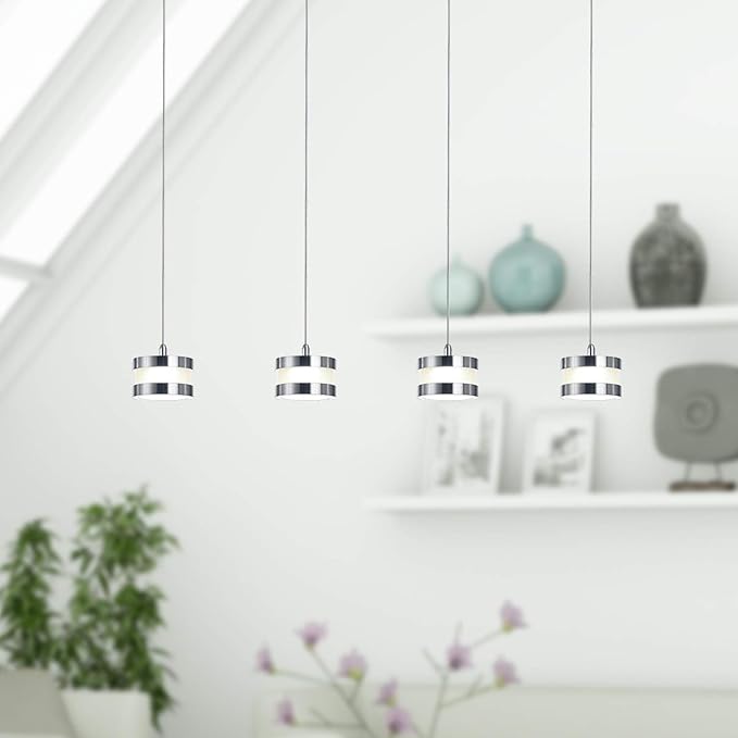 Mercury 4 Mini Pendant Lighting Nickel - LED Hanging Light Fixture for Kitchen Island, Bar, Foyer - Cluster Pendants - Dimmable, Adjustable Wire, Lamp Bulb Included