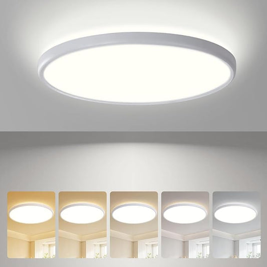 ocioc 18inch Flush Mount Ceiling Light, 36W 3600LM 5CCT Selectable, Dimmable LED Ceiling Light Fixture for Kitchen Bedroom Living Room, Modern Low Profile Style