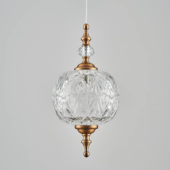 Antique Adjustable Pendant Light Fixtures Delicate Decorative Pattern Glass Ceiling Pendant Lighting for Kitchen Island Dining Room with Original Vintage Design