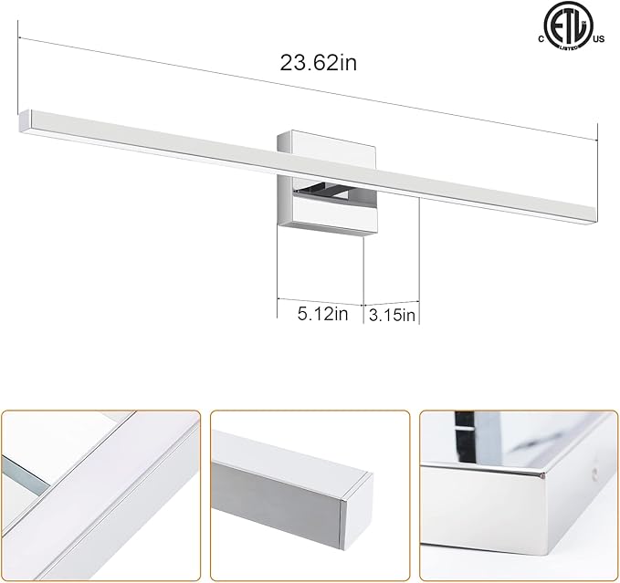 VOLISUN Modern Bathroom Vanity Light 31.5 inch, 18W Dimmable 5CCT Led Bathroom Light Fixture Over Mirror, Chrome Bar Wall Lights for Bathrooms Mirror Cabinets Bedroom-ETL Certificated