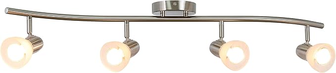 XiNBEi Lighting Track Light, 4 Light Kitchen Track Lighting, Modern S-Shaped Ceiling Track Light Bar Brushed Nickel Finish XB-TR1223-4-BN
