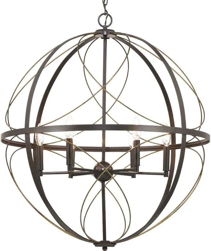 Progress Lighting Brandywine Collection 6-Light Farmhouse Sphere Pendant Light Silver Ridge