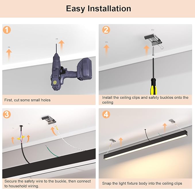 Modern LED Ceiling Light with Remote, Black Dimmable Close to Ceiling Lamp Fixtures, 30W CCT (2700K-6000K), Smart Linear Ceiling Lights for Living Room Office Hallway Kitchen(39.1inch)